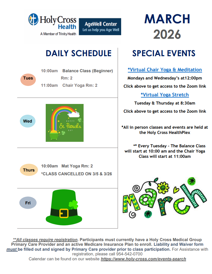 March AgeWell Calendar 